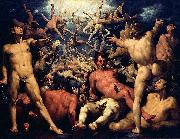CORNELIS VAN HAARLEM The fall of Lucifer. oil painting on canvas